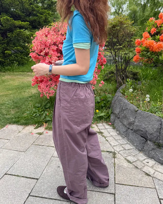 Wide-leg cotton pants with pintucks