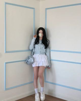 Round knit cardigan