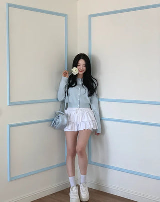 Round knit cardigan