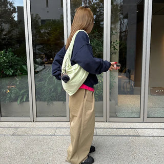 Double-pleated cotton wide-leg pants