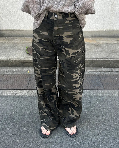 Military wide-leg pants
