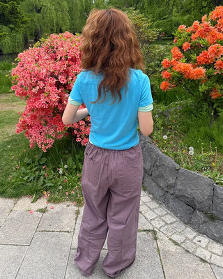 Wide-leg cotton pants with pintucks