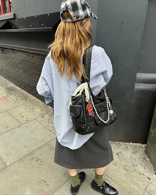Cargo Pocket Square Leather 2-Way Bag