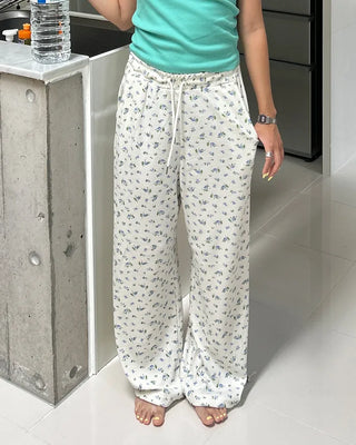 2-way hem flower waffle easy pants