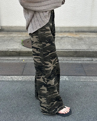 Military wide-leg pants