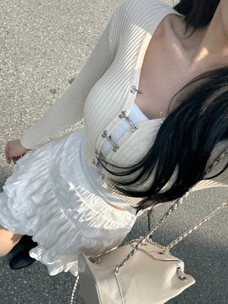 [2 colors] Velour tiered skirt