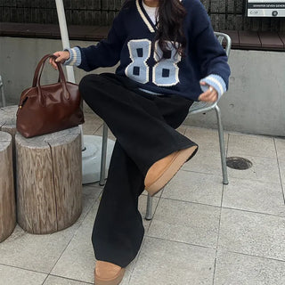 88 V-neck bicolor knit