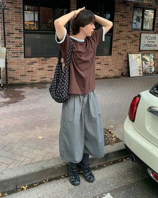 Retro-colored ringer neck T-shirt