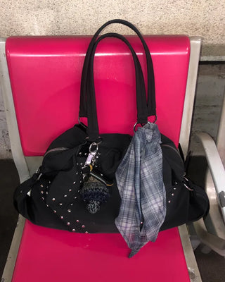 Checked chiffon babushka