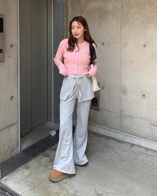 Cropped Cable Knit Cardigan