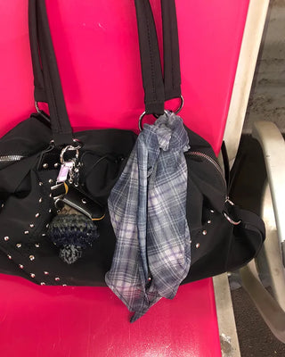 Checked chiffon babushka