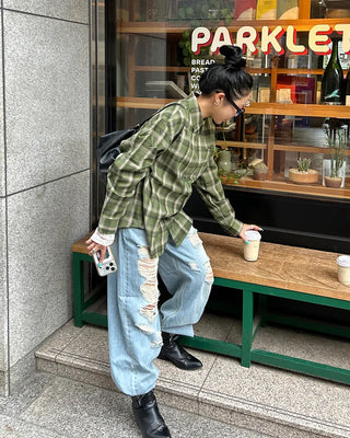 Unique distressed vintage jeans