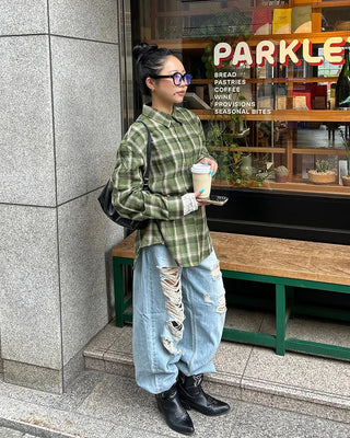 Unique distressed vintage jeans