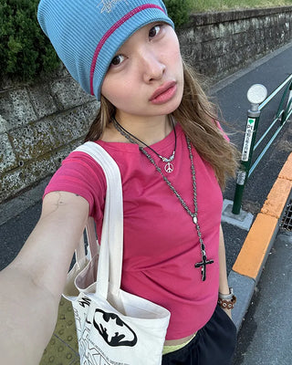 Short-sleeved semi-cropped color T-shirt