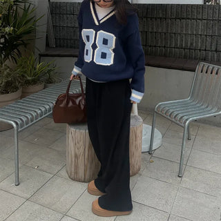 88 V-neck bicolor knit