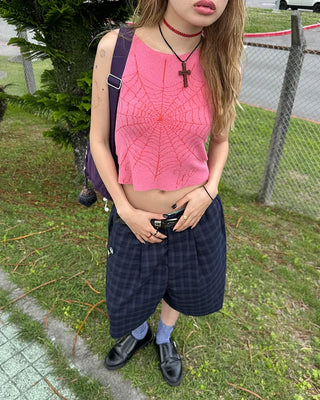 (ORIGINAL) Tartan Check Half Wide Easy Pants