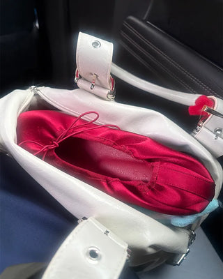 Satin gathered heel flat shoes