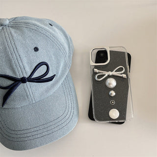 high-grade pearl bow iPhone Case