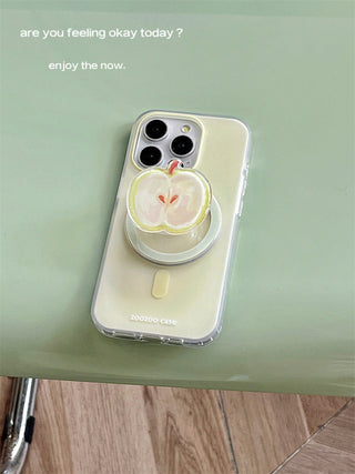 double-layer magnetic green apple for iPhone Case + Stand