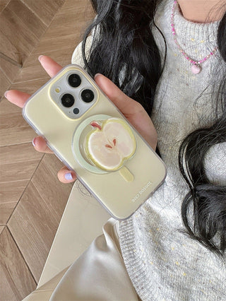 double-layer magnetic green apple for iPhone Case + Stand