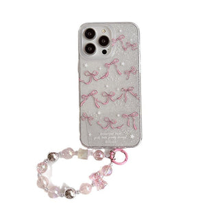 Glitter full screen bow for iPhone Case + bead chain