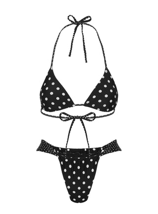 Jenner High Side Bikini Bottom Black  Polka Dot