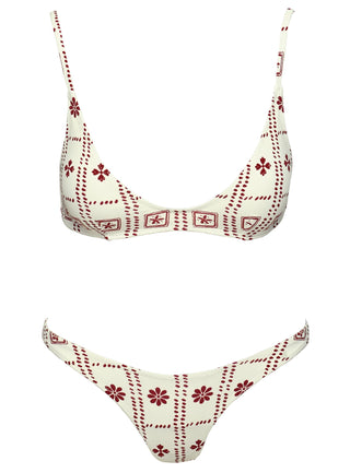 Juliette Bikini Top White  Red