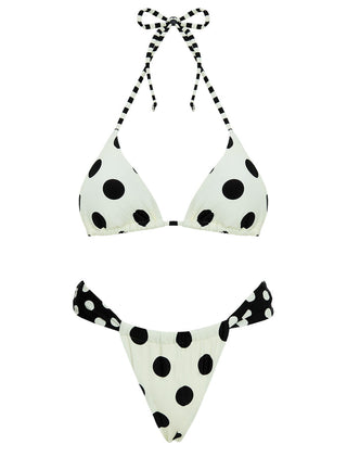 Jenner Triangle Bikini Top Cream / Polka Dot