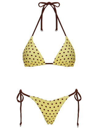 Jenner Triangle Bikini Top Yellow  Polka Dot