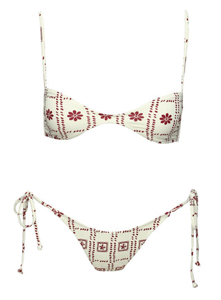 Keyton Bikini Top White  Red