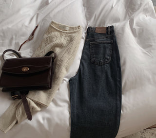 (basic/long) Fleece-lined wide-leg denim pants - 4 sizes