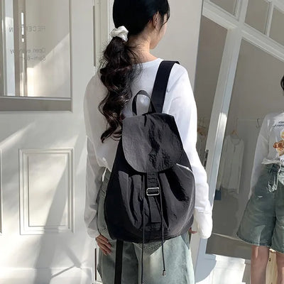 Buckle side zip-up nylon backpack (4 colors)