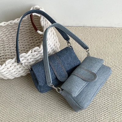 Denim Leather Mini Tote Bag (3 colors)