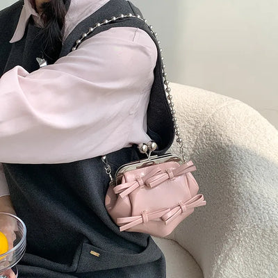 Ribbon 2-Way Chain Mini Crossbody Bag (2 Strap Types)