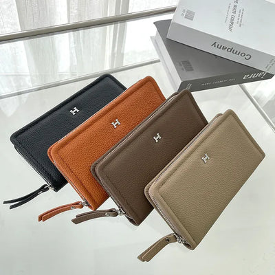 H logo zipper long wallet