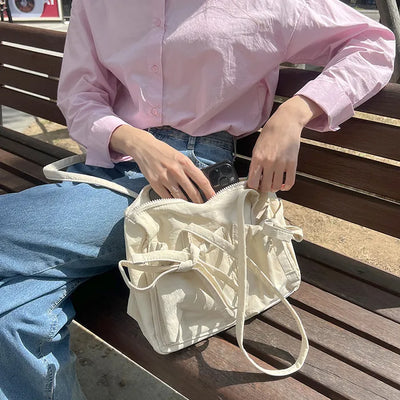 Ribbon Ballet Core Pocket Nylon Shoulder Bag (4 colors)