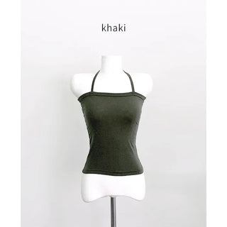 Y2K Summer Ribbon Halter Neck Cropped Layered Sleeveless