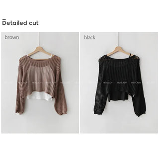 [SET] See-through mesh knit + sleeveless set