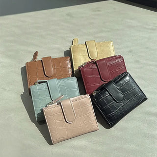 Garnet Pastel Crocodile Pattern Leather Mini Card Case