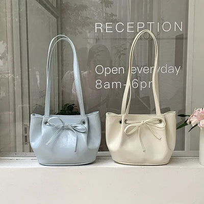 Ribbon Ballet Core Wrinkle Leather Tote Bag (6 colors)