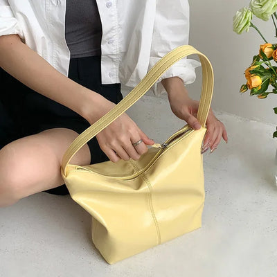 Glossy wrinkle leather shoulder bag (4 colors)