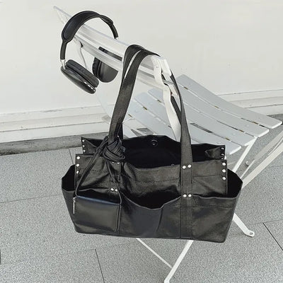Pocket Y2K Big Tote Bag/Shoulder Bag (2 colors)
