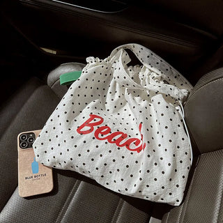 [3 colors] Dot Lettering String Bucket Bag