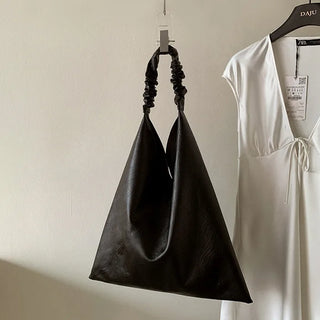 [3 colors] Shirred Leather Tote Bag/Shoulder Bag