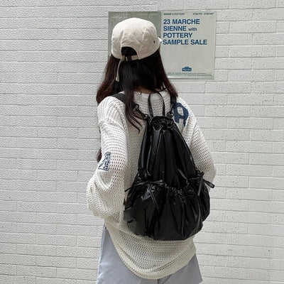 [2 colors] Metal Nylon Ribbon Shirring Y2K String Backpack