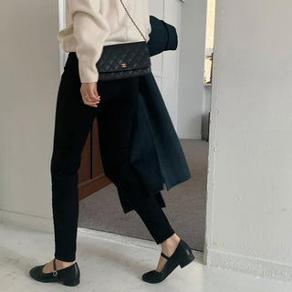 (basic/long) Brushed-back black skinny jeans - 3 sizes