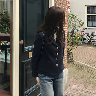 Gold button tweed jacket
