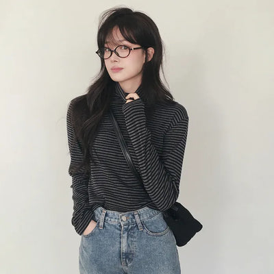 Striped turtleneck
