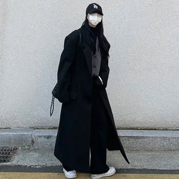 [Unisex] Single-button tailored long coat