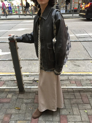 Washed leather hoodie